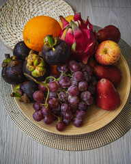 Fresh fruits. Assorted colourful tropical fruits. clean and healthy eating