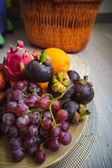 Fresh fruits. Assorted colourful tropical fruits. clean and healthy eating