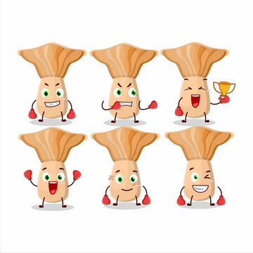 A sporty lactarius boxing athlete cartoon mascot design