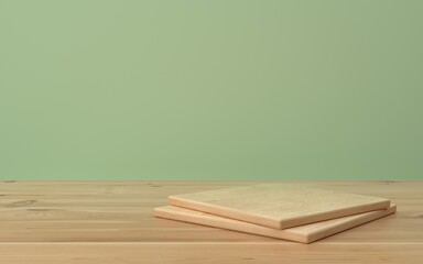 3D Illusration kitchen desk with stage for product display promo or showcase