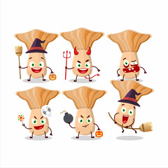 Halloween expression emoticons with cartoon character of lactarius