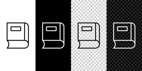 Set line Book icon isolated on black and white, transparent background. Vector