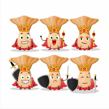 A Charismatic King lactarius cartoon character wearing a gold crown