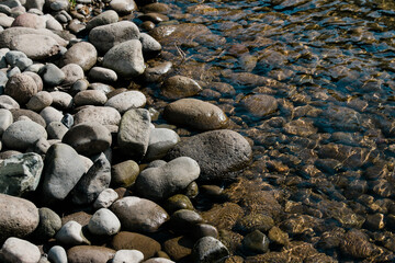 Rocks at the river's edge.