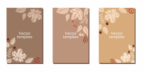 Set of autumn vector template. Autumn leaves decoration frame collection. Vector illustration.