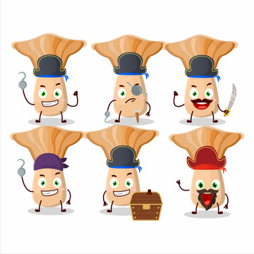 Cartoon character of lactarius with various pirates emoticons