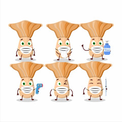 A picture of lactarius cartoon design style keep staying healthy during a pandemic