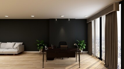 office manager room for company logo mockup at wall