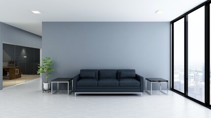 minimalist office lobby waiting room 3d design interior