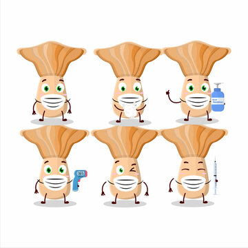 A picture of lactarius cartoon design style keep staying healthy during a pandemic