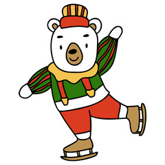 Christmas Birthday-Bear flat color illustration for web, wedsite, application, presentation, Graphics design, branding, etc.
