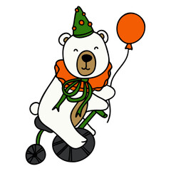 Christmas Birthday-Bear flat color illustration for web, wedsite, application, presentation, Graphics design, branding, etc.