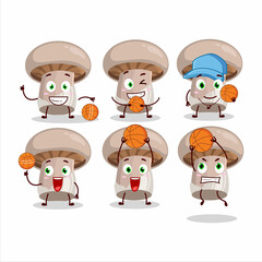 Talented portobelo cartoon character as a basketball athlete