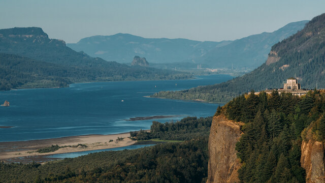 The Columbia River Gorge featuring Vista House.