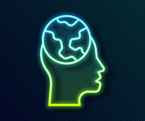 Glowing neon line Learning foreign languages icon isolated on black background. Translation, language interpreter and communication. Vector