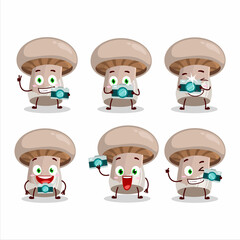 Photographer profession emoticon with portobelo cartoon character