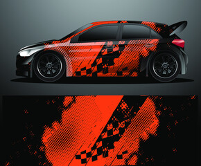 Obraz na płótnie Canvas Rally car decal graphic wrap vector, abstract background