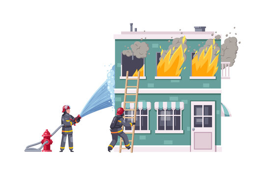 Firefighters Cartoon Composition