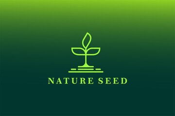 green leaf logo designs. Nature,seeding,eco,bio,soil, growth logo design with minimal style Vector templates of abstract 