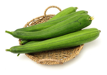 fresh loofah on the white background 