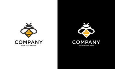 Bee Logo design vector template linear style. Outline icon. Hive Logotype creative hard work concept