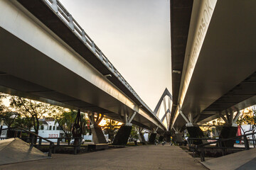 Low angle view of one of the most iconic bridges in Guadalajara, Mexico