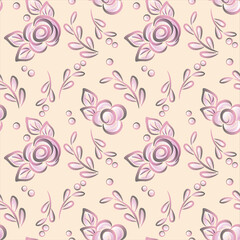 pastel floral pattern with beige background for textile print