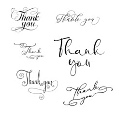 THANK YOU hand lettering custom handmade calligraphy, vector thank you inscription sign