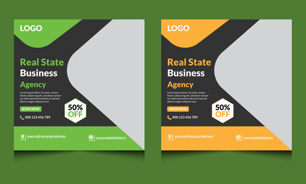 Real State Business Agency Banner Design Social Media Banner And Post Vector Template 