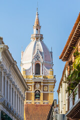 Bell tower in cathedral in cartagena
