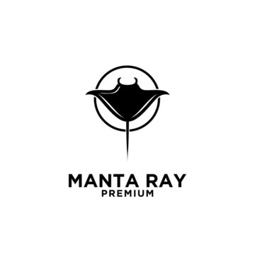 Premium manta ray vector black logo design isolated white background