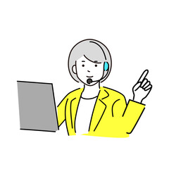 コールセンターで働く女性