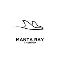 Fototapeta premium Premium manta ray vector black line logo design isolated white background
