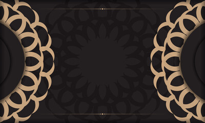 Black background with luxury vintage ornaments and place for your logo and text. Postcard design with vintage ornament.