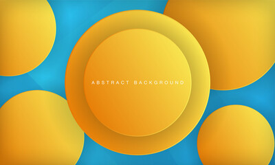 Abstract circle papercut layer background with orange and blue color. Modern design template.