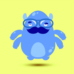 A cheerful, bright, kind monster on a light yellow background