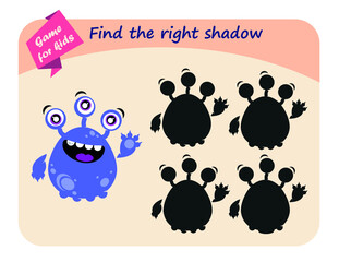 Educational game for children. Find the right silhouette of the monster © fidaolga