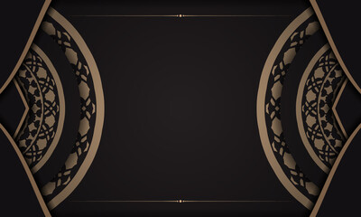 Black banner with luxurious ornaments for your logo. Vector postcard design with Greek patterns.