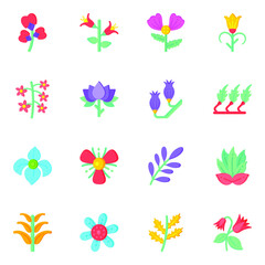 Set of Flower Designs Flat Icons in Editable Style 

