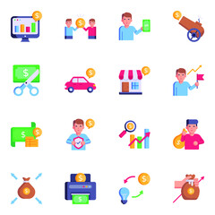 Set of Investment and Finance Flat Icons

