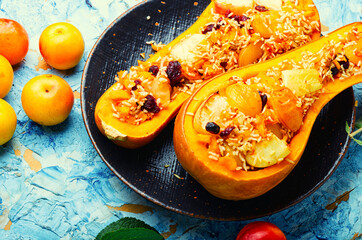 Pumpkin stuffed with fruit