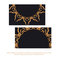 Black business card design with luxurious ornaments. Stylish business cards with space for your text and vintage patterns.