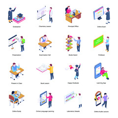 Fototapeta premium Study Isometric Icons