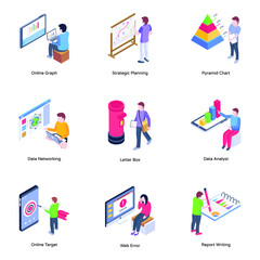 Web Analytics Isometric Illustrations 

