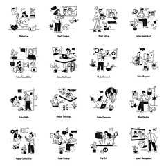 Set of Medical and Health Professional Glyph Illustrations

