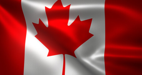 Canada Flag, Canadian flag with waving folds, close up view, 3D rendering