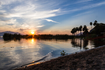 A beautiful sunset in Chapala lake in mexico