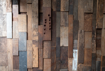 pieces of old wood build to be wall for retro decoration style.