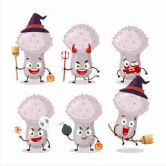 Halloween expression emoticons with cartoon character of puffball