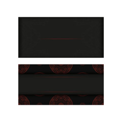 Black-red color postcard design with abstract patterns. Invitation card design with space for your text and vintage ornaments.